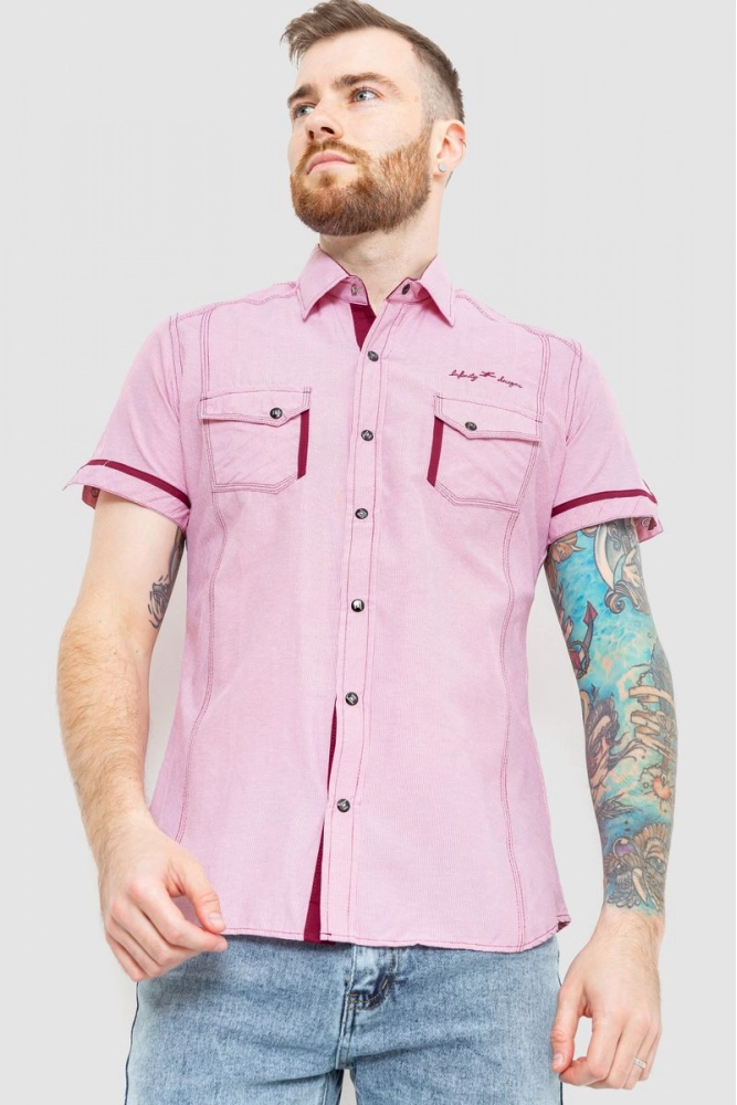 Купити Сорочка чоловіча в смужку, колір рожевий, 186R0117 - Фото №1