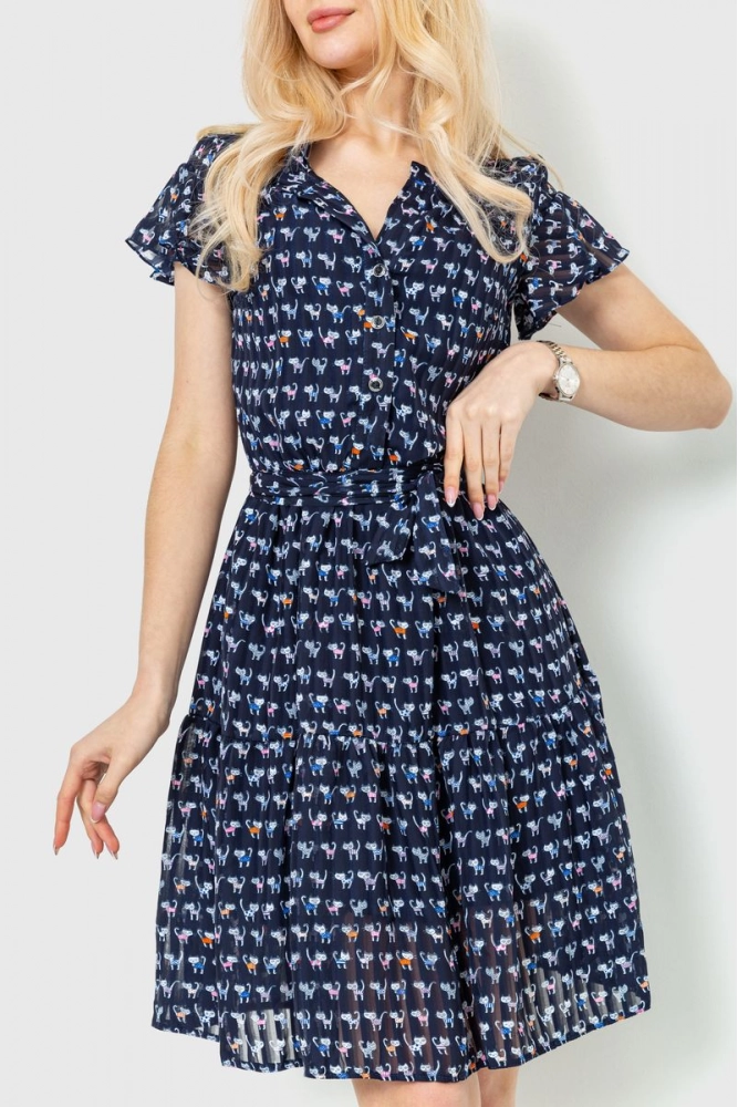 Купити Сукня шифонова, колір темно-синій, 230R023-7 - Фото №1