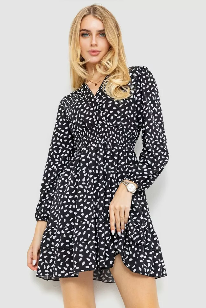 Купити Сукня з принтом, колір чорно-білий, 214R5130 оптом - Фото №1