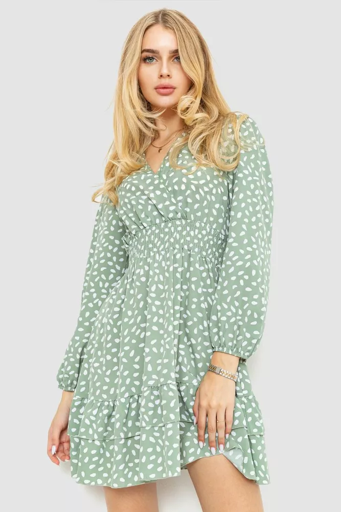 Купить Платье с принтом, цвет оливково-белый, 214R5130 - Фото №1