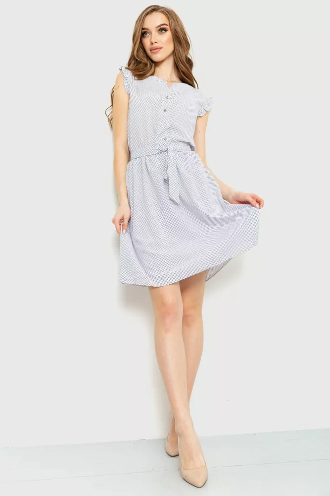 Купити Сукня у горох, колір білий, 230R007-4 - Фото №1
