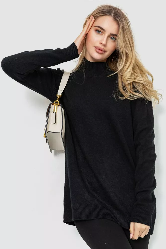 Купити Жіночий светр в'язаний, колір чорний, 204R179 оптом - Фото №1