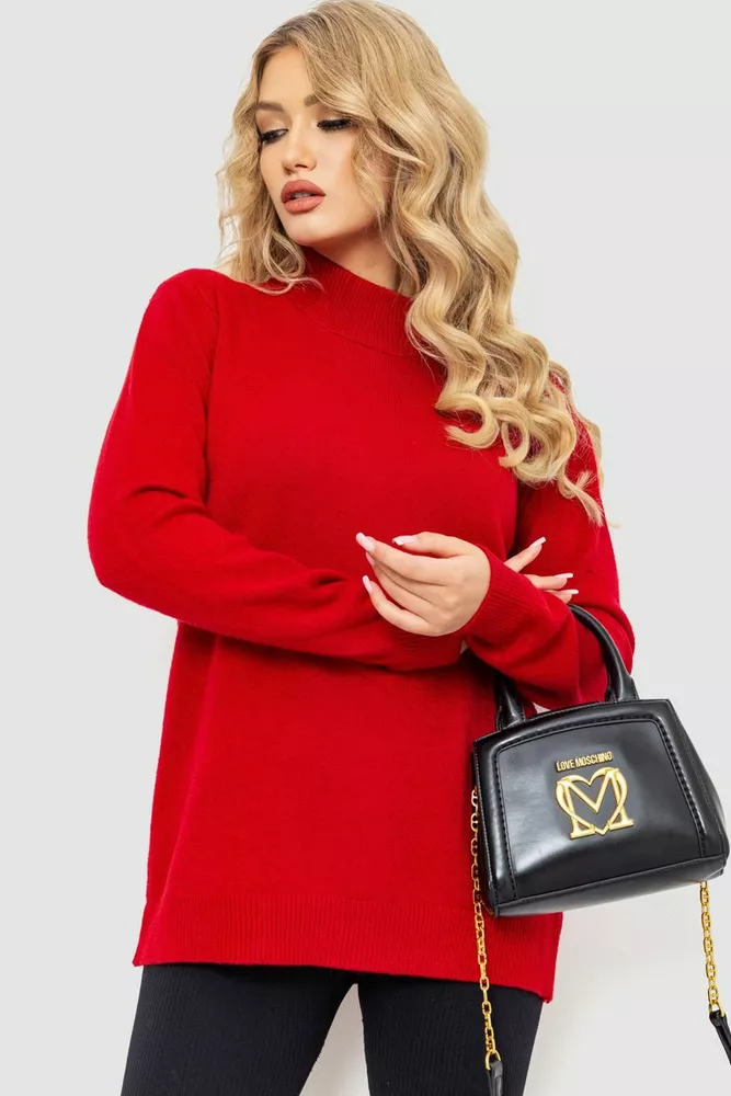 Купити Жіночий светр в'язаний, колір бордовий, 204R179 - Фото №1