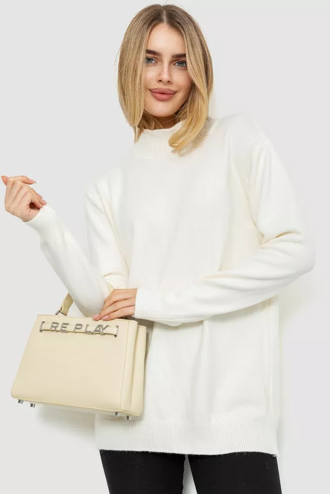 Купити Жіночий светр в'язаний, колір молочний, 204R179 - Фото №1