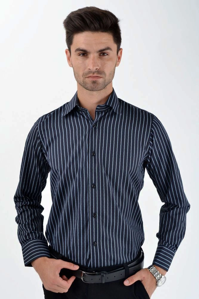 Купить Рубашка, цвет темно-синий, 113RPass24 - Фото №1