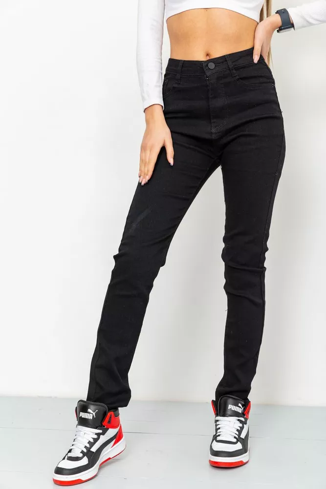 Купити Джинси жіночі однотонні, колір чорний, 226R9538-4 - Фото №1