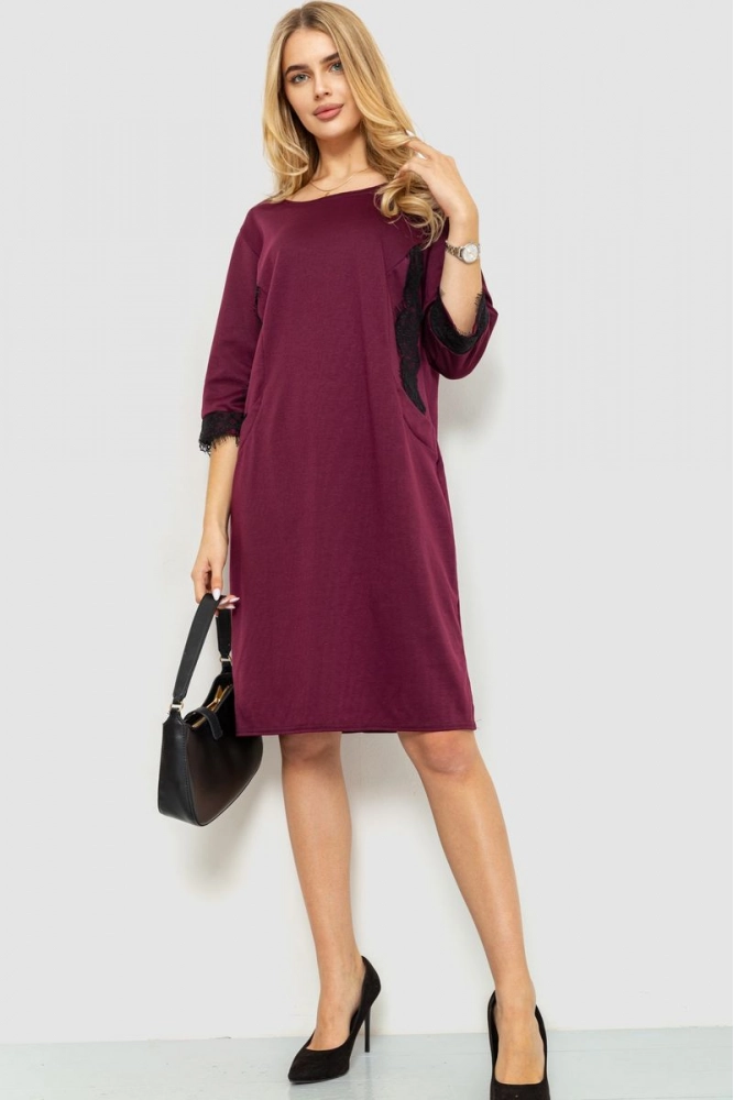 Купить Платье прямого кроя  -уценка, цвет сливовый, 186R46-U-2 - Фото №1
