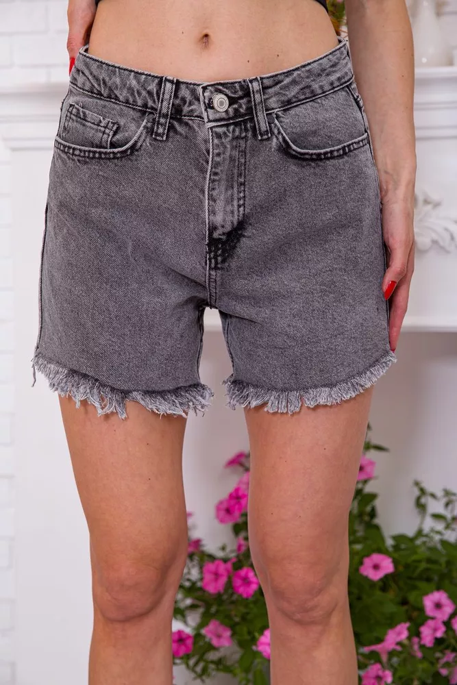 Купить Женские джинсовые шорты, на средней посадке, цвет Серый, 164R3066 - Фото №1