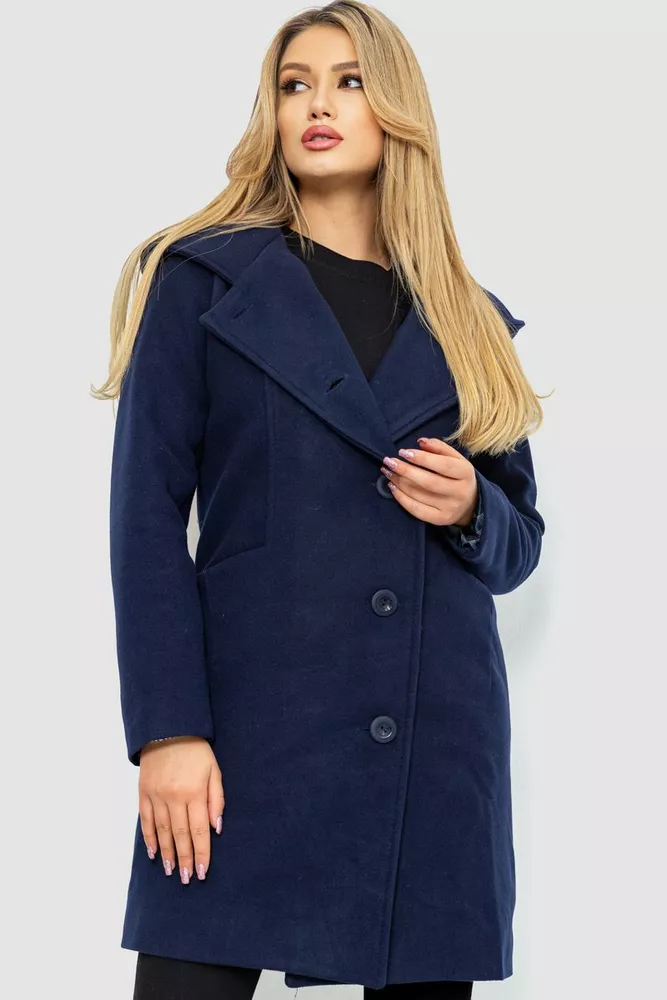 Купити Жіноче пальто з капюшоном, колір темно-синій, 186R234 - Фото №1