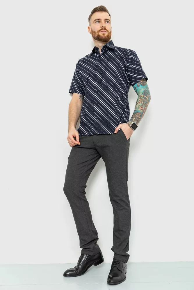 Купить Рубашка мужская с принтом классическая, цвет черно-белый, 167R972 - Фото №1