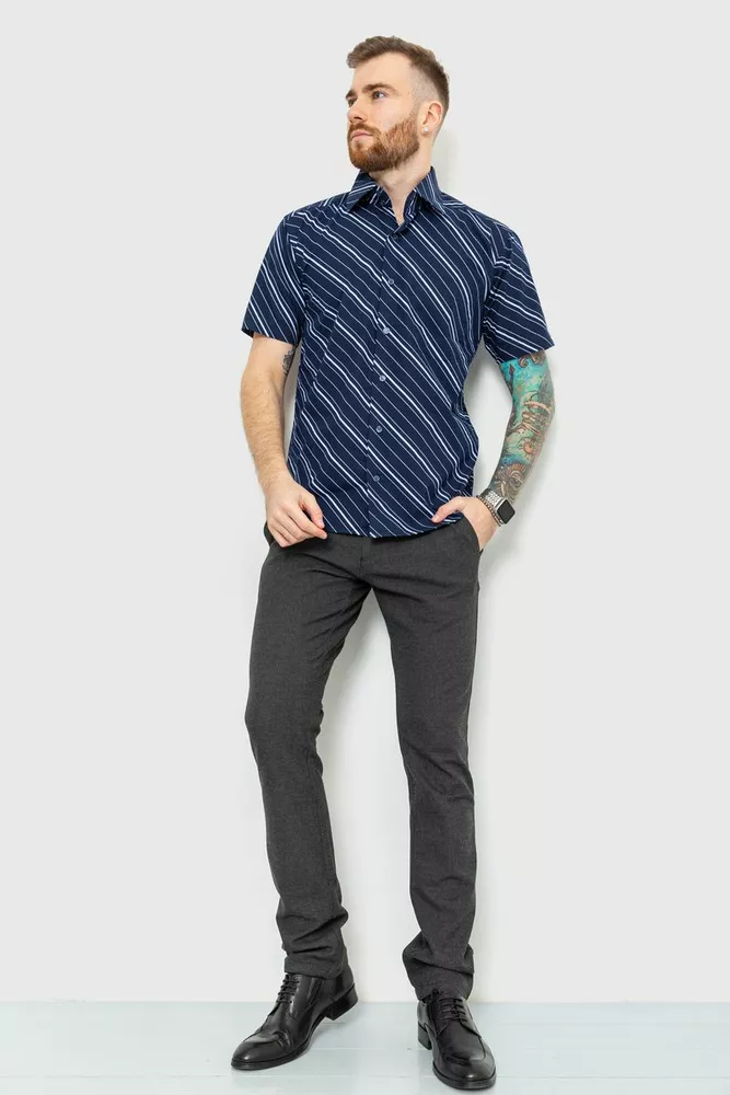 Купить Рубашка мужская с принтом классическая, цвет сине-белый, 167R972 оптом - Фото №1