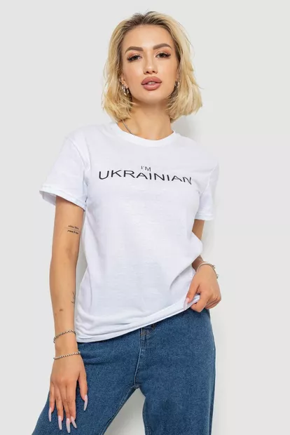 Футболка женская с принтом, цвет белый, 238R57383-1
