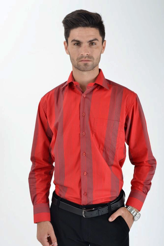 Купить Рубашка классическая красного цвета в полоску 4387-6 - Фото №1