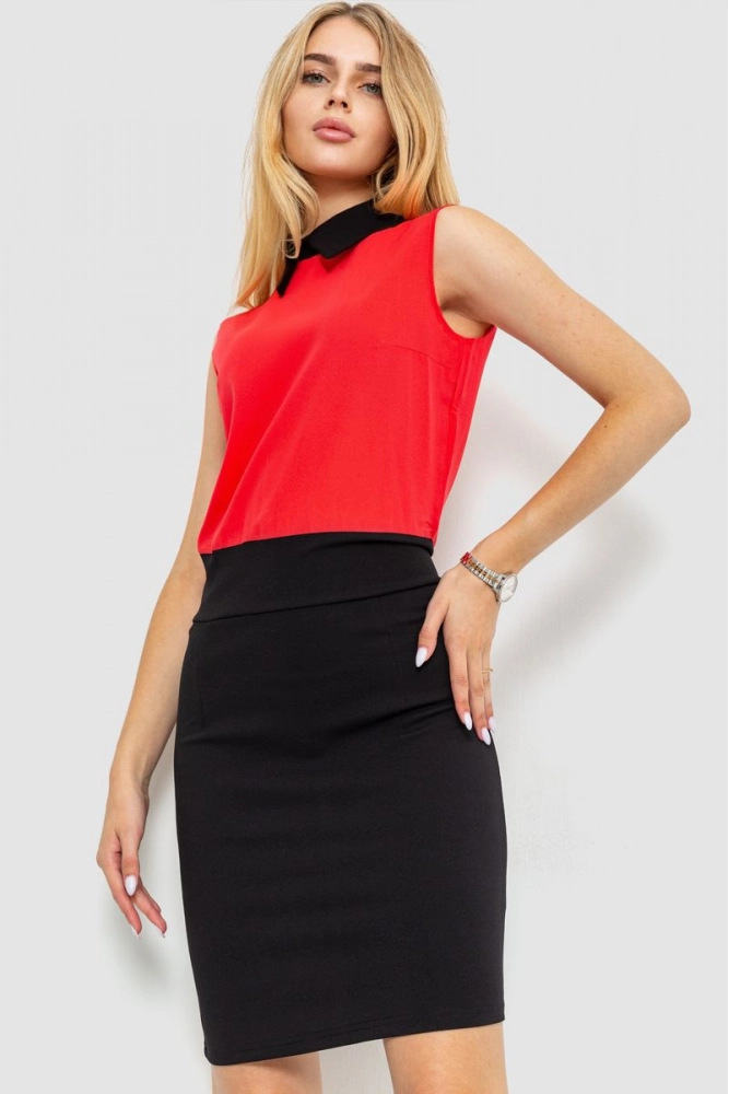 Купити Сукня класична, колір червоно-чорний, 201R352 - Фото №1