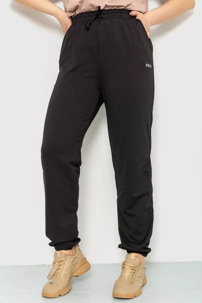 Купити Спорт штани жіночі демісезонні, колір чорний, 129R1488 - Фото №1
