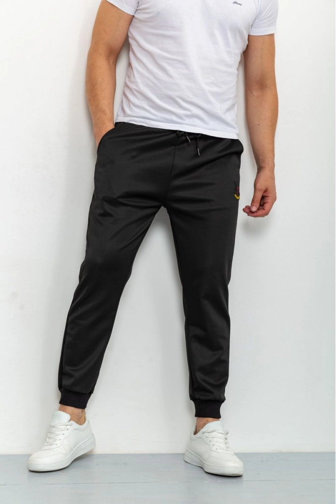 Купить Спорт штаны мужские укороченные, цвет черный, 131R3367 - Фото №1