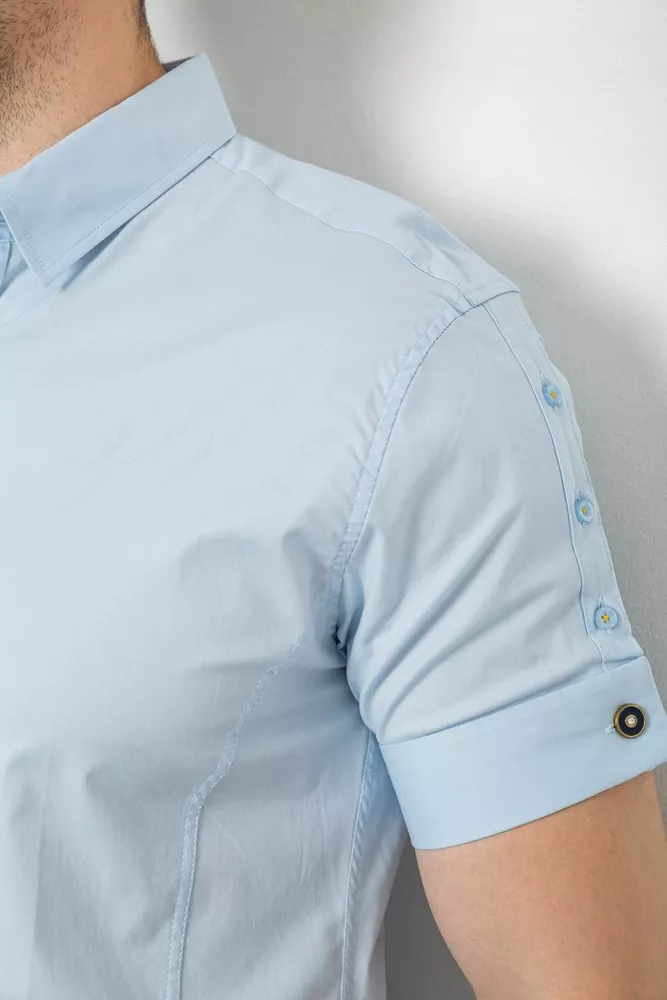 Купить Рубашка мужская однотонная, цвет голубой, 214R5003 - Фото №5