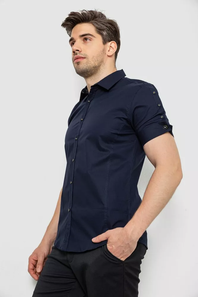 Купити Сорочка чоловіча однотонна, колір синій, 214R5003 - Фото №3