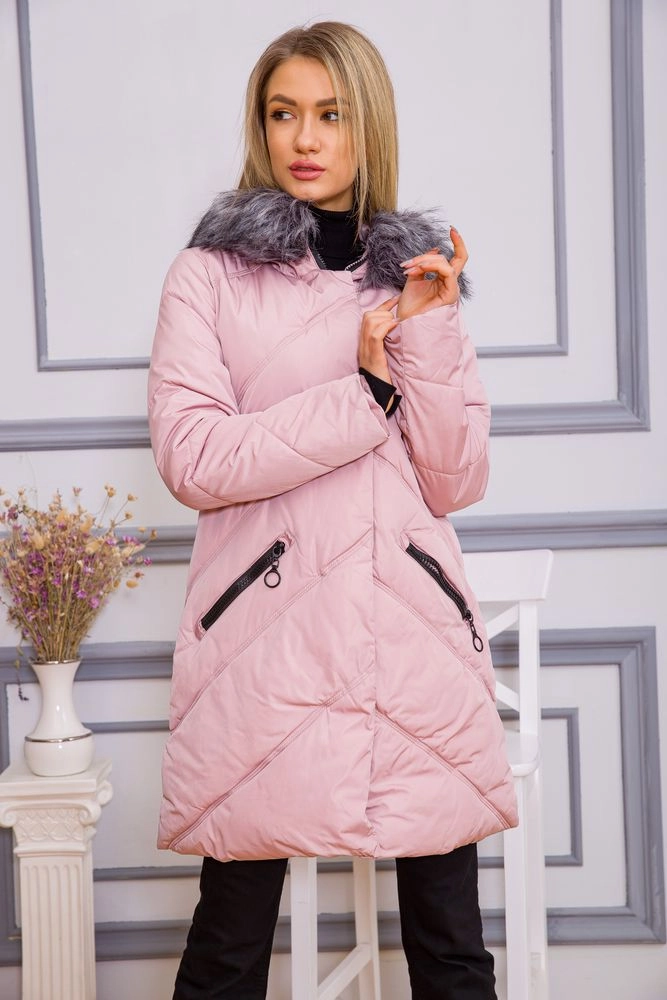 Купити Жіноча подовжена куртка демісезон колір Пудровий 167R300-1 оптом - Фото №1