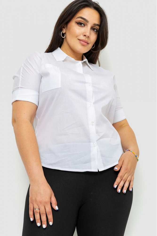 Купить Блуза классическая с коротким рукавом -уценка, цвет белый, 176R314-U - Фото №1