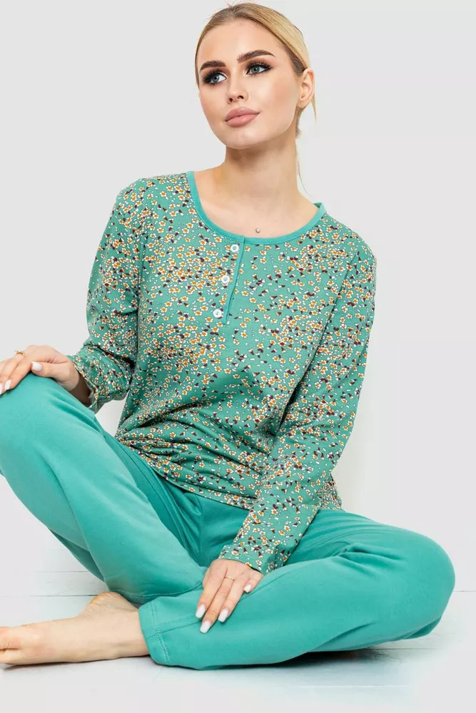 Купить Пижама женская утепленная, цвет светло-зеленый, 219R004 - Фото №1