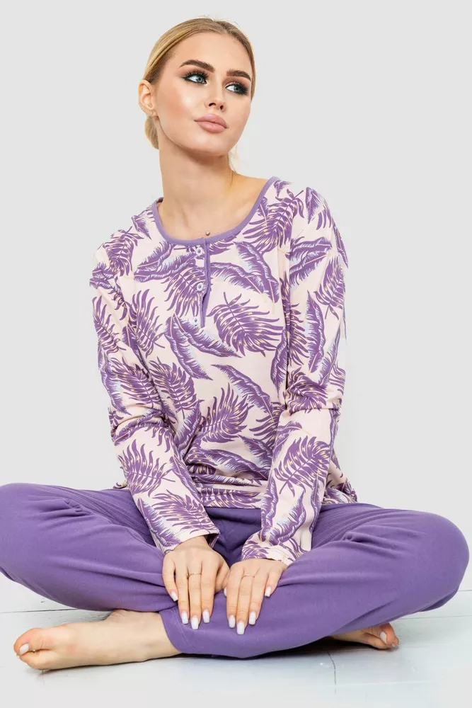 Купить Пижама женская утепленная, цвет сиренево-пудровый, 219R004 оптом - Фото №1