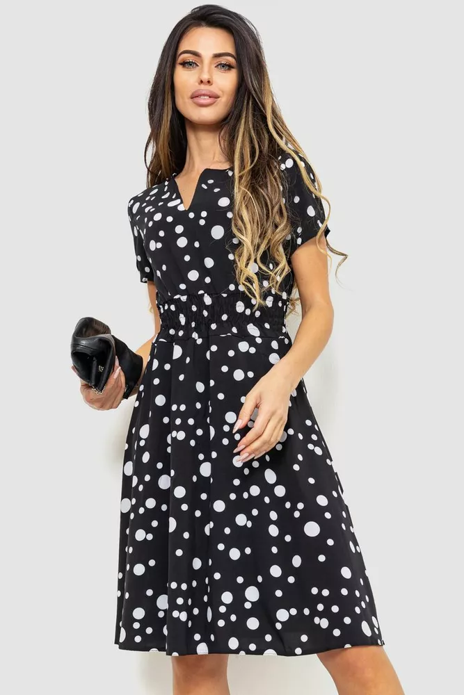 Купить Платье на резинке с принтом, цвет черный, 230R1007 - Фото №1