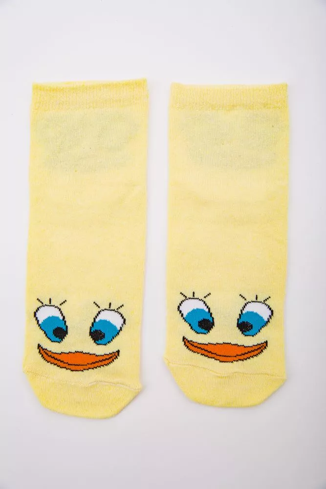 Купити Жовті жіночі шкарпетки, з принтом, середньої довжини, 167R337 оптом - Фото №1