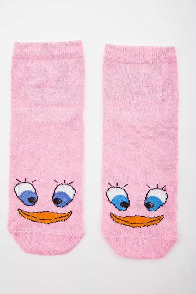 Купить Розовые женские носки, с принтом, средней длины, 167R337 - Фото №1