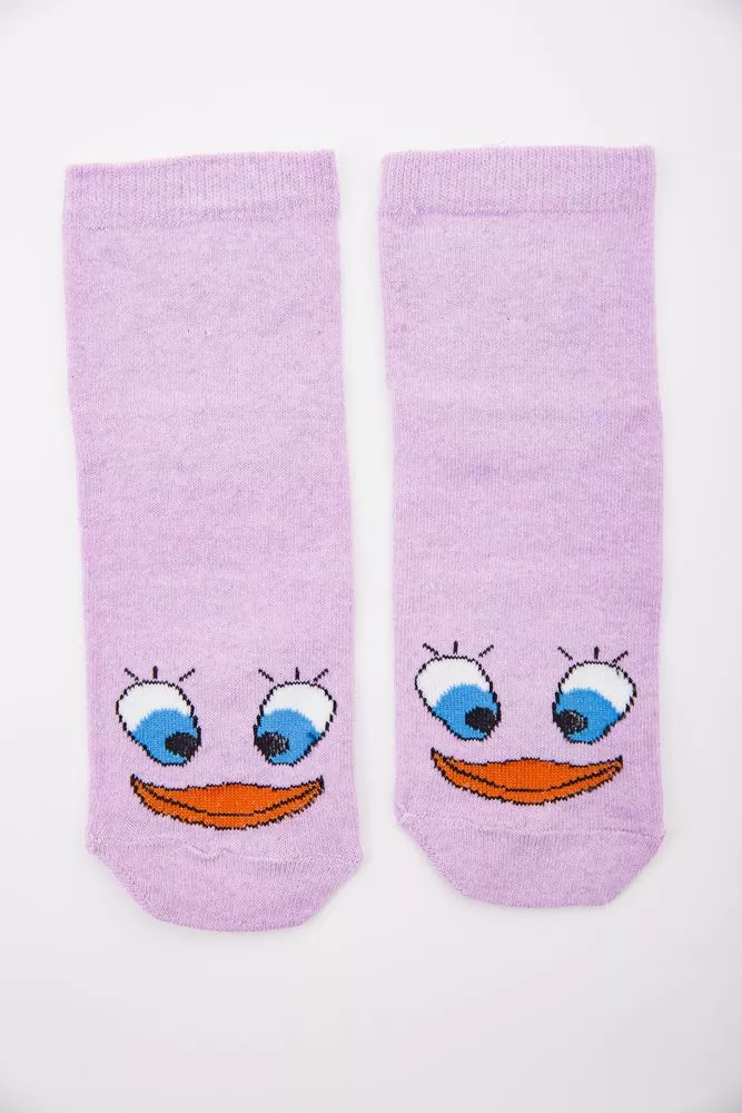 Купити Бузкові жіночі шкарпетки, з принтом, середньої довжини, 167R337 - Фото №1