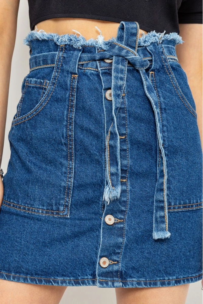 Купить Джинсовая юбка с ремнем, цвет темно-синий, 214R2996 - Фото №1