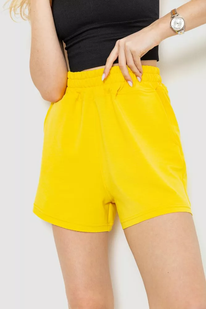 Купити Шорти жіночі однотонні, колір жовтий, 102R326 оптом - Фото №1