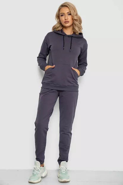 Спортивный костюм женский двухнитка, цвет серый, 252R003