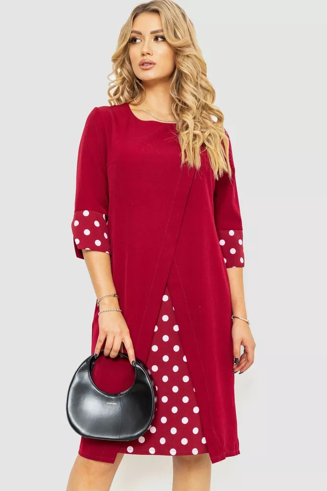 Купити Сукня, колір бордовий, 230R022 - Фото №1