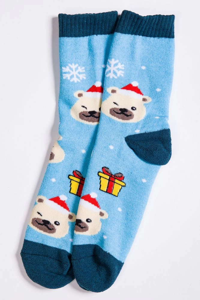 Купити Жіночі бежеві шкарпетки з новорічним принтом 151R151 оптом - Фото №1