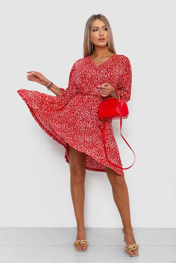Купити Сукня с принтом, колір червоний, 240R0432 оптом - Фото №1