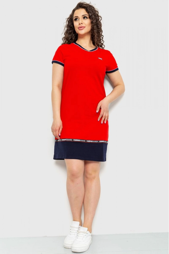 Купить Платье женское повседневное, цвет красный, 219RT-325 - Фото №1