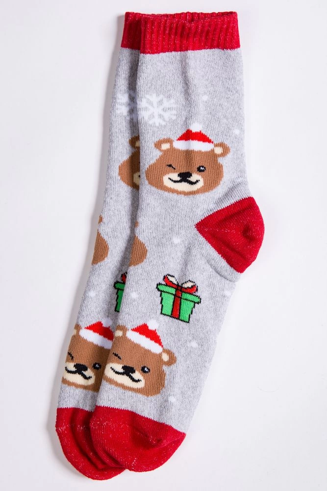 Купить Женские серые носки с новогодним принтом 151R151 - Фото №1