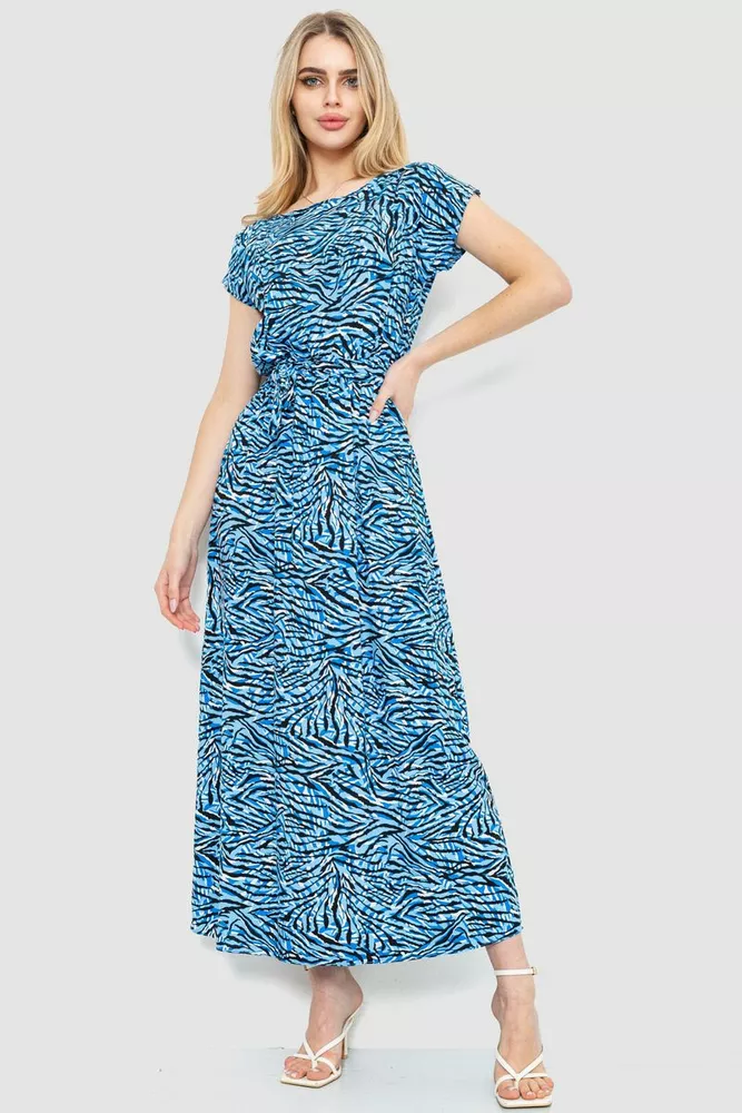 Купити Сукня з принтом, колір синьо-чорний, 214R055-4 оптом - Фото №1
