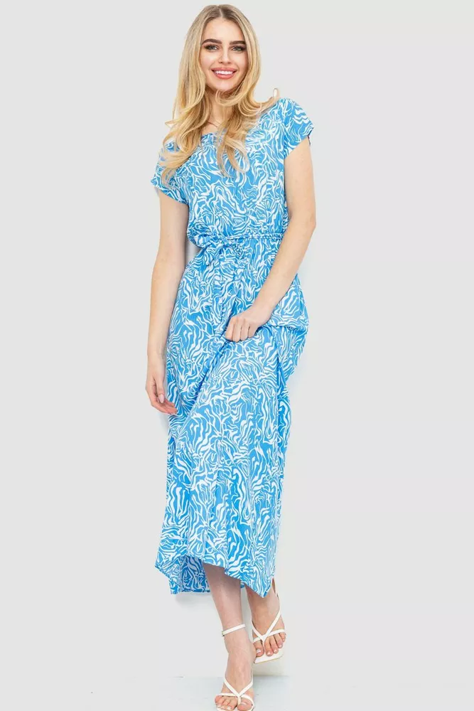 Купить Платье с принтом, цвет бело-голубой, 214R055-4 оптом - Фото №1
