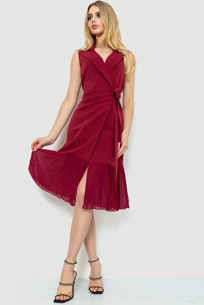 Сукня ошатна однотонна, колір бордовий, 214R328