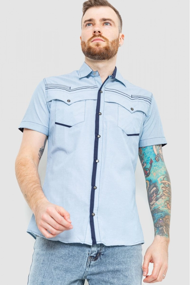 Купить Рубашка мужская в полоску, цвет голубой, 186R0228 - Фото №1