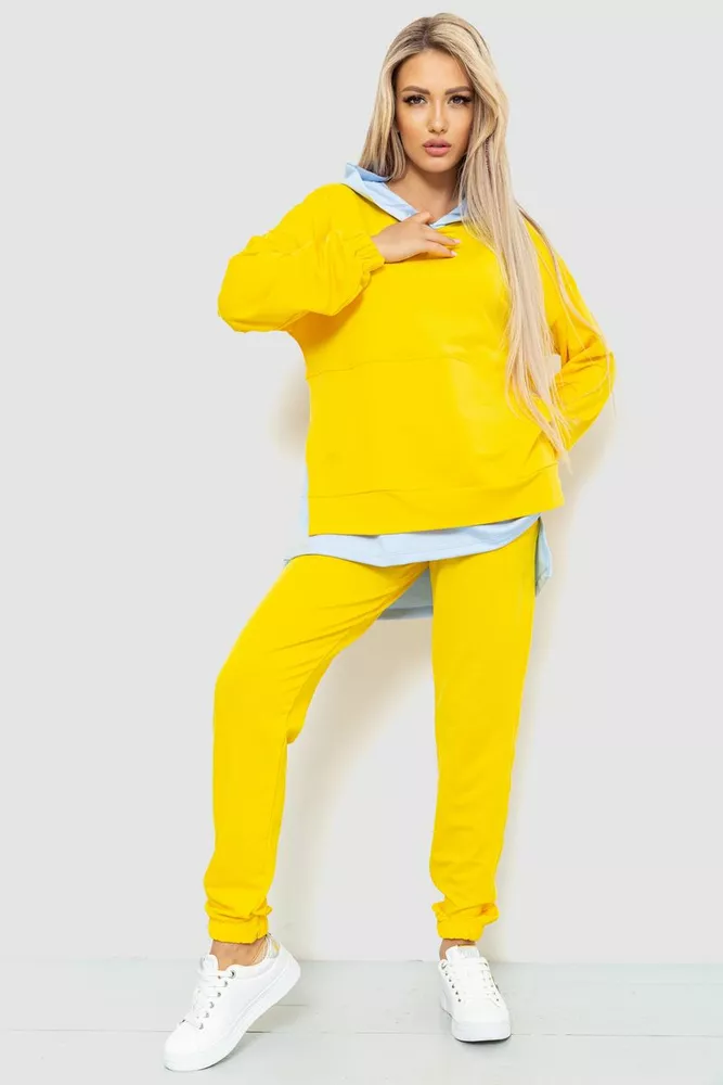 Купить Спорт костюм женский обманка, цвет желтый, 102R329 - Фото №1