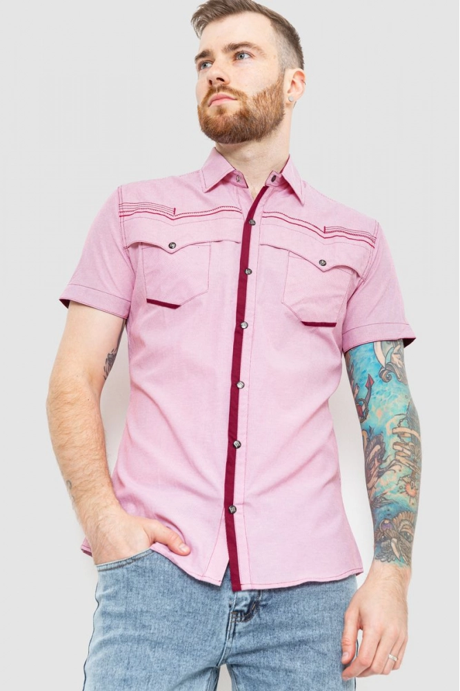 Купити Сорочка чоловіча в смужку, колір рожевий, 186R0228 - Фото №1