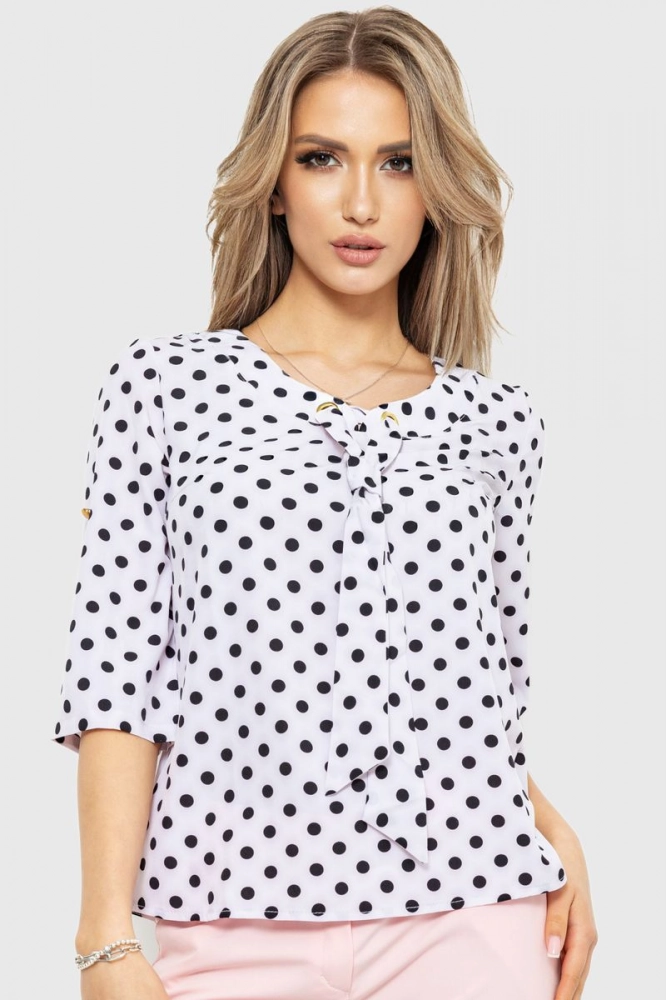 Купити Блуза в горох, колір чорно-білий, 230R150-2 - Фото №1