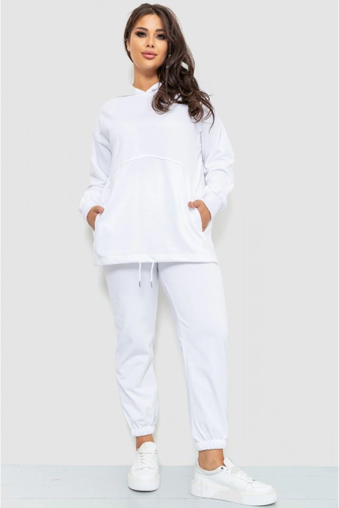 Купити Спорт костюм жіночий двонитка, колір білий, 186R9026 - Фото №1