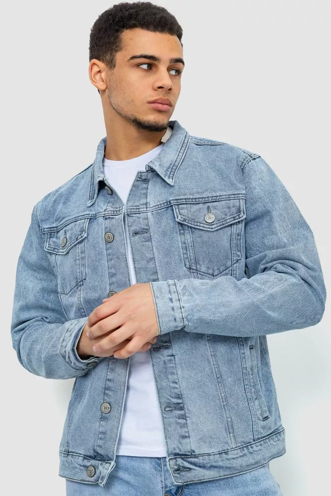 Купити Куртка чоловіча джинсова, колір блакитний, 244RMA005 оптом - Фото №1