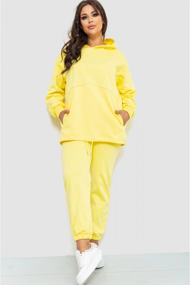 Купити Спорт костюм жіночий двонитка, колір жовтий, 186R9026 оптом - Фото №1
