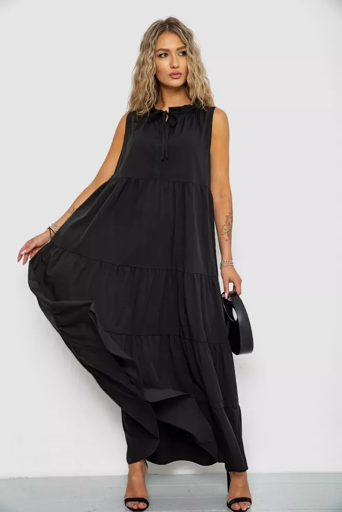 Купить Платье -сарафан софт, цвет черный, 102R5252 - Фото №1