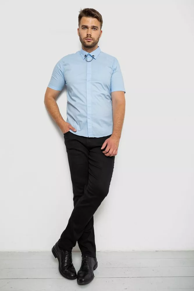 Купить Рубашка мужская однотонная, цвет голубой, 214R6917-1 - Фото №2